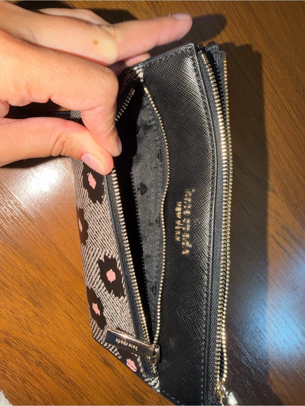 kate spade Black and Pink Floral Wristlet Clutch